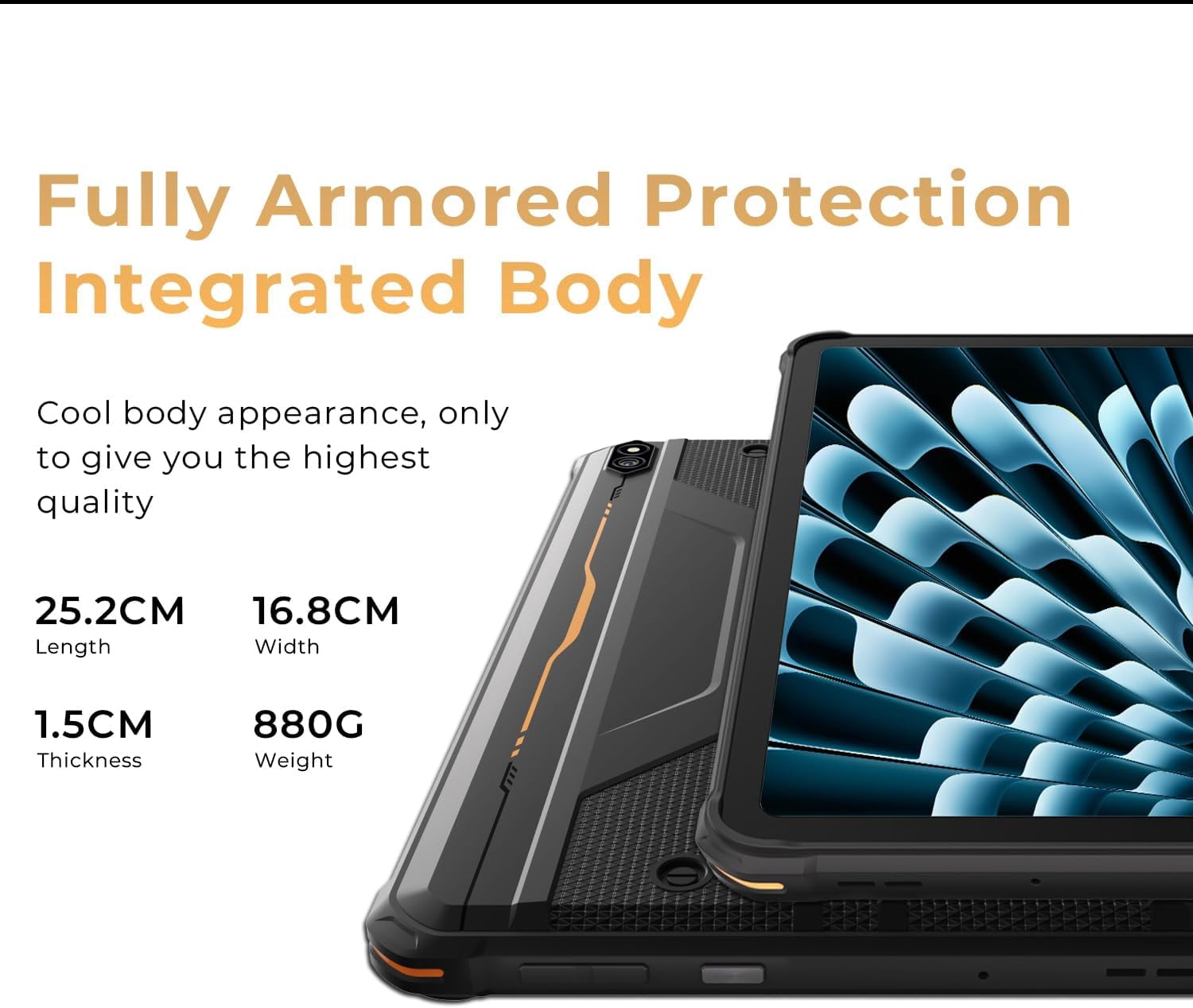 HOTWAV R10 Pro Rugged Tablet, 20GB 256GB/TF 1TB Android 14 Tablet, 10.1inch HD Waterproof Tablets, 10800mAh Battery