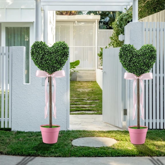 Orangide Heart Shaped Topiary Tree with Faux Boxwood and Planter Pot, 33 Inch Tall Decoration for Indoor Outdoor Home and Porch, Valentine's Day Decor