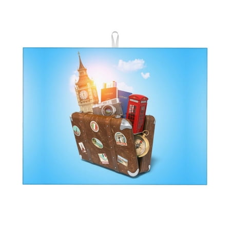 

Dish Drying Mat Trip to London Highly Absorbent Microfiber Drying Mat Kitchen Counter or Sink Drawer Liner 18x24 Kitchen Drying Mat Coffee Mat Kitchen Essentials