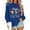Blue, variant on FYEGRE Christmas Sweatshirt for Women Cute Christmas Graphic Tops Holiday Crewneck Long Sleeve Pullover Tops Blue XXL