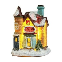 CMrtew Christmas Village Set with Lights Winter Village Houses Lightweight Resin Houses with LED Snowy Cottage Collection for Mantel & Tabletop Decor