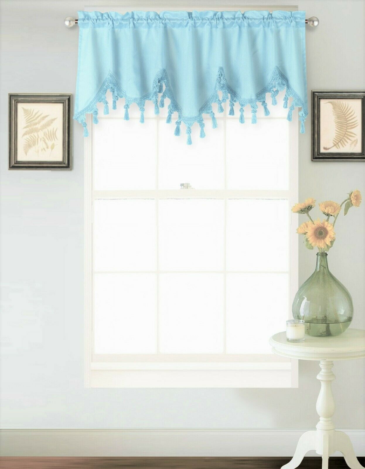 DRESSING YOUR WINDOW 1PC VALANCE WAVE LIGHT BLUE SHEER SEE THRU WINDOW