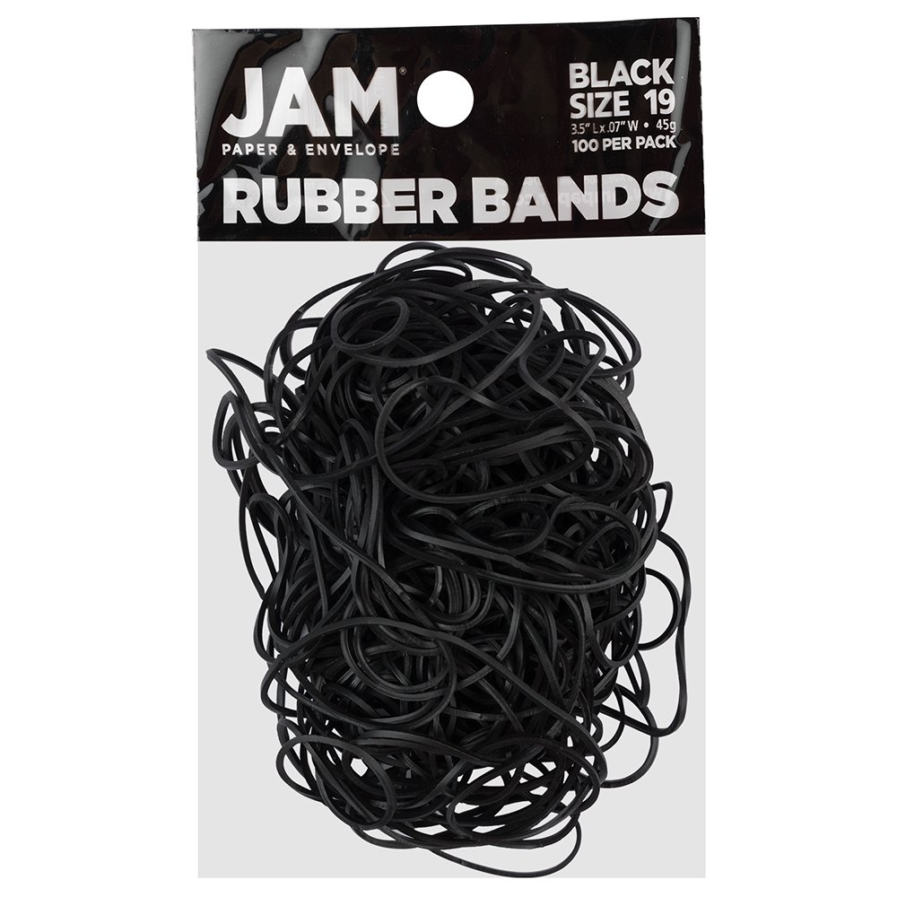 JAM Colorful Rubber Bands, Size 19, Black, 100/Pack