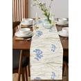 thumbnail image 2 of Blue Floral Leaves Burlap Cotton Table Runner 18x72 Inches Long, Beige Farmhouse Botanical Farmhouse Table Runners, Outdoor Dining Tablecloths Decor for Baby Shower/Party/Wedding, 2 of 6
