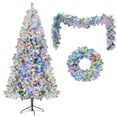 thumbnail image 6 of 6ft Pre-Lit Aspen Fir Artificial Christmas Tree with Wreath & Garland,Grass Green Xmas Tree with 360 Multi-Color LED Lights,1278 PE Branch Tips,for Indoor Holiday Decor,Green, 6 of 8