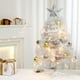 thumbnail image 1 of Árbol de Navidad blanco de 17,7 pulgadas, mini árbol de Navidad de mesa con cadena de luces LED y adornos, árbol de Navidad de mesa a batería para decoración navideña, plantas decorativas navideñas., 1 of 6