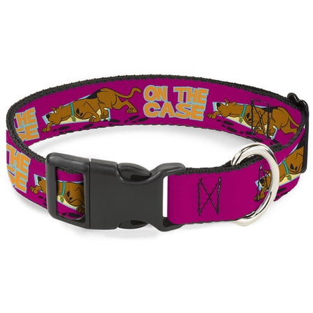 Scooby Doo Pet Collar Dog Collar Plastic Buckle Scooby Doo On the Case Sniffing Pose Pink 15 to 24 Inches 1.0 Inch Wide