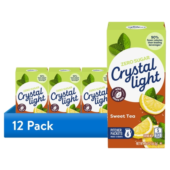 (12 pack) Crystal Light Drink Mix, 6 Pitcher Packets, for Flavorful Hydration and Shareable Refreshment, Sweet Tea Natural Flavor, Made with Black Tea, 1.56 oz