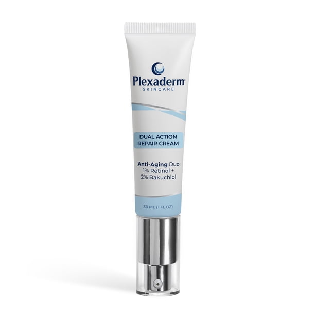 Crema para el cuello Plexaderm Dual Action Repair con 1% de retinol. Crema antiedad con retinol, bakuchiol y ácido hialurónico para combatir arrugas, líneas de expresión y piel arrugada, 30 ml.