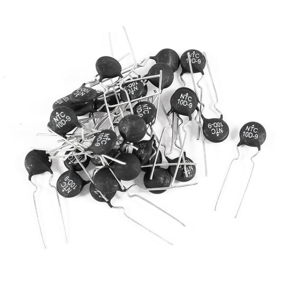Unique Bargains 7.25mm Pitch NTC Thermistors 34mm Long Black Silver Tone 10 Ohm 30 Pcs