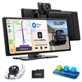 thumbnail image 1 of LAMTTO Wireless CarPlay Screen for Car 10.25" Portable Apple CarPlay & Android Auto Touchscreen with 2.5K+1080p Dash Cam, GPS, Bluetooth, AirPlay, Siri, 64GB Card, 1 of 9