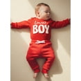 thumbnail image 4 of BemeyourBBs Infant Baby Boy Valentines Day Outfit Newborn Fall Winter Spring Clothes Lover Boy Letter Embroidery Waffle Knit Romper Pants Set, 4 of 9