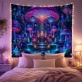 thumbnail image 2 of Giant Bioluminescent Mushrooms in a Fantasy Forest Scene, Dreamy Fantasy for Fantasy Art Fans, Enchanted Portal Art Print, Halloween Gift Tapestry Wall Hanging for Bedroom and Living Room, 2 of 7