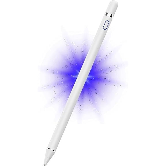 Active Digital Stylus Pen for Touchscreen, Stylus Pencil for Apple iPad, iPad Mini/Pro/Air, Samsung, iPhone, Android and Most Phone & Tablet, 1.5mm Fine Point Rechargeable Pens - White