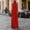 Red, variant on Women's Halter Neck Maxi Dress – Solid Color Elegant Sleeveless Bohemian Style for Weddings & Evening Events Purple，S