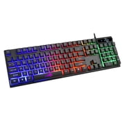 MORESEC under $5 1Pcs Gaming Keyboard, Colorful LED Backlit USB Wired Gaming Keyboard,Crack RGB Illuminated Mechanical Feel Keyboard,104 Keys Multimedia PC Desktop Keyboard