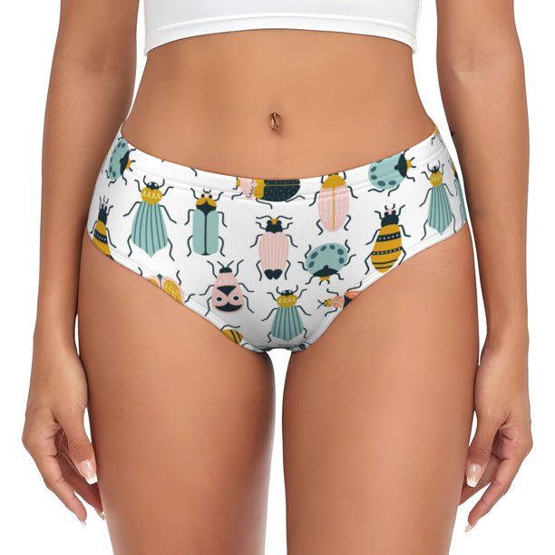 Fotbe Colorful Insects Calzones Estampados para Mujer – Ropa Interior de Algodón, Cómoda, Suave y Elástica-X-Small