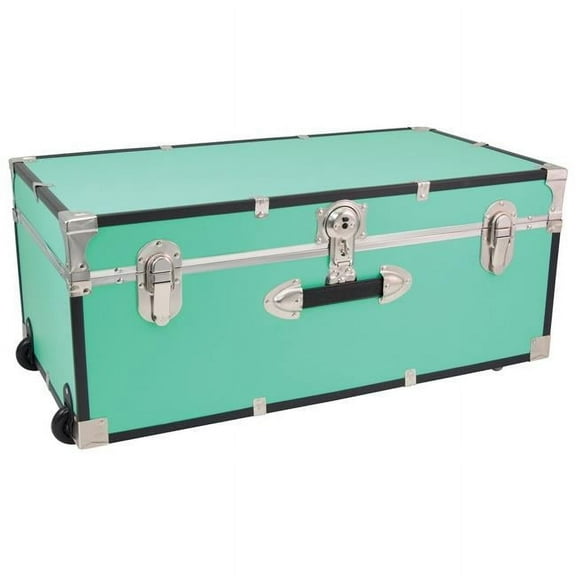 30 in. Footlocker Trunk with Wheels & Lock, Teal