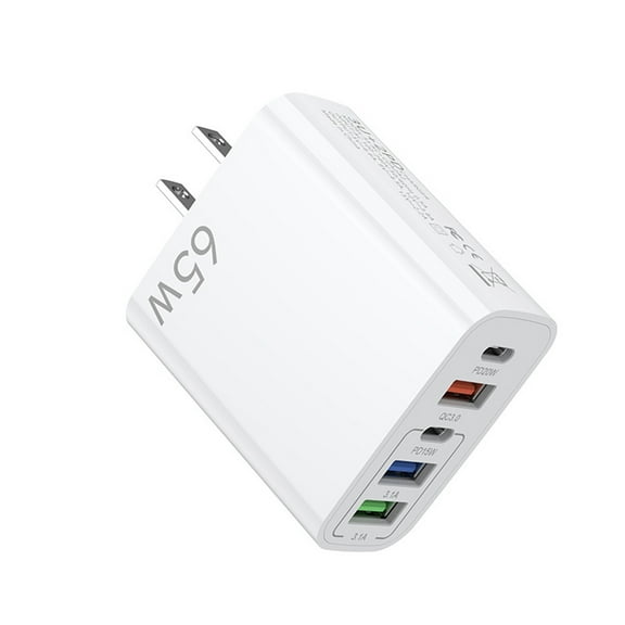 USB C Charger Block, 65W Fast Charging Block Type C Charging Block 5-Port Dual Port PD  3 QC Wall Charger Head Cube for iPhone 16 15 14 13 12 11 Pro Max XS, iPad, Samsung Phone, Tablet(US White)