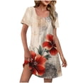 thumbnail image 2 of gljltg Women's Summer Fashion Polka Printing Pocket Short Sleeve V-Neck Tank Sundresses with Hidden Pockets, Tunic Waist, Above Knee Length Suitable for Beach, Daily, Vacation, 2 of 7
