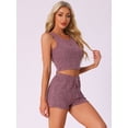 thumbnail image 3 of DARING DIVA Ribbed Knit Loungewear Sleepwear 2 Piece Tank Top S Red, 3 of 6