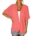 thumbnail image 4 of Fartey Lightweight Cardigans for Women Loose Flowy Summer Short Sleeve Cardigan Open Front Fashion Casual Solid Color Beach Tops 2025 Red S-2XL, 4 of 7