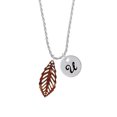 thumbnail image 2 of Delight Jewelry Acrylic Medium Leaf Pearly Brown Silvertone Script Initial Disc - U - Charm Necklace, 20"+3", 2 of 4