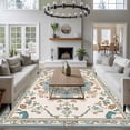 thumbnail image 5 of Bohemia Pattern Washable Area Rug 6 x 9 ft Blue Retro Boho Ethnic Farmhouse Flower , Soft Non Slip Rugs Stain Repellent Indoor Felt Carpet for Living Dining Room Bedroom Home Office, 5 of 9