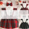 thumbnail image 3 of Ulanda Baby Girl Clothes Sets: 2 Piece Long Sleeve Top Plaid Romper with Headband Fall Winter Outfit for Infant (Brick Red, 6-9 Months), 3 of 6