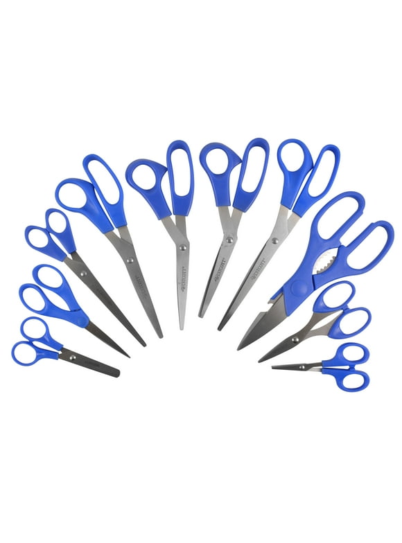 Westcott All Purpose Scissors, Stainless Steel, Value Pack, for Sewing, Blue, 10-Piece