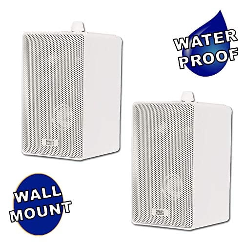 Audio acústico de Goldwood 251W para interiores y exteriores, altavoces de 3 vías, par blanco de 400 vatios