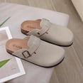 thumbnail image 7 of Crestar Genuine Suede Clogs for Women Men, Cork Footbed Leather Mules Potato Shoes Slip on with Arch Support, Stone, 7 of 7