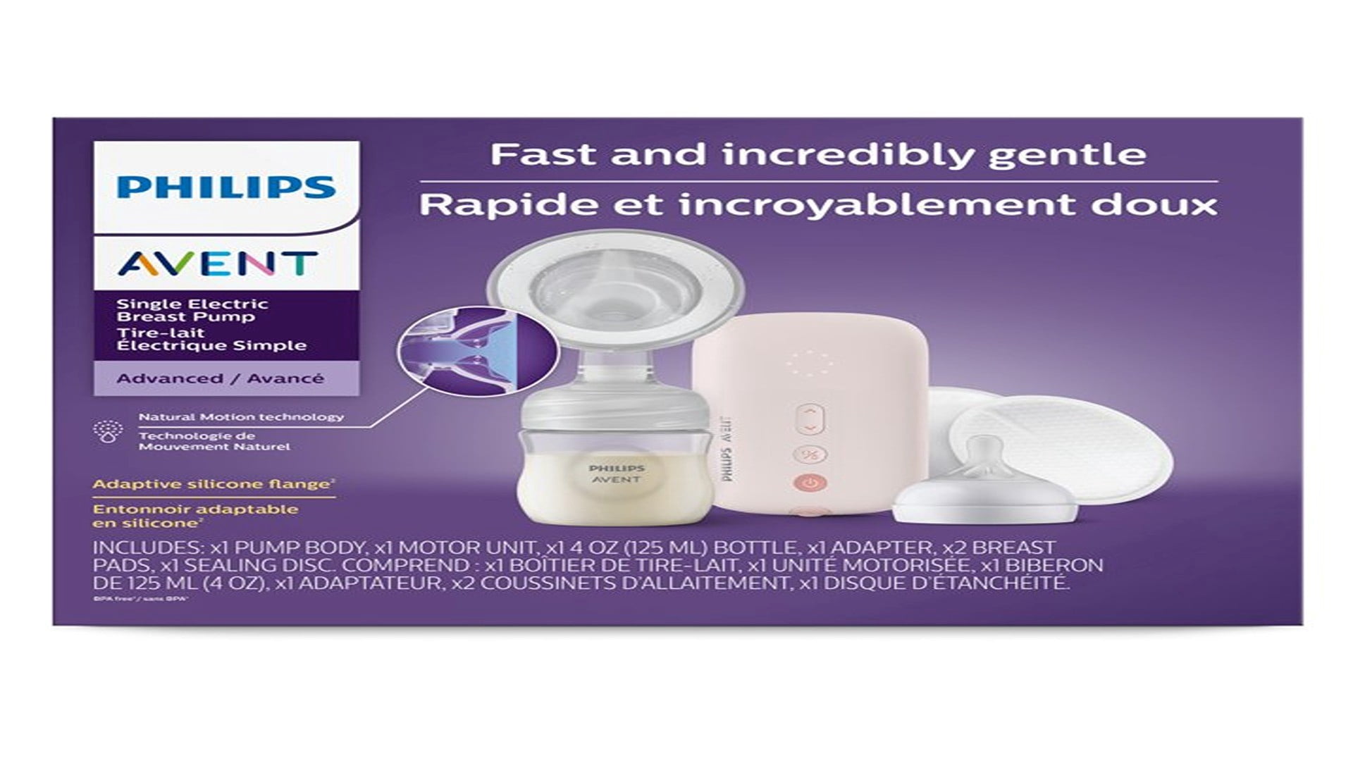 Philips AVENT Single Electric Breast Pump Advanced with Natural Motion Technology, SCF391/62, Pump Light Pink, Bottle Clear