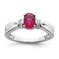 thumbnail image 4 of 14K White Gold Plated Diamond & Ruby Ring Size 7, 4 of 7