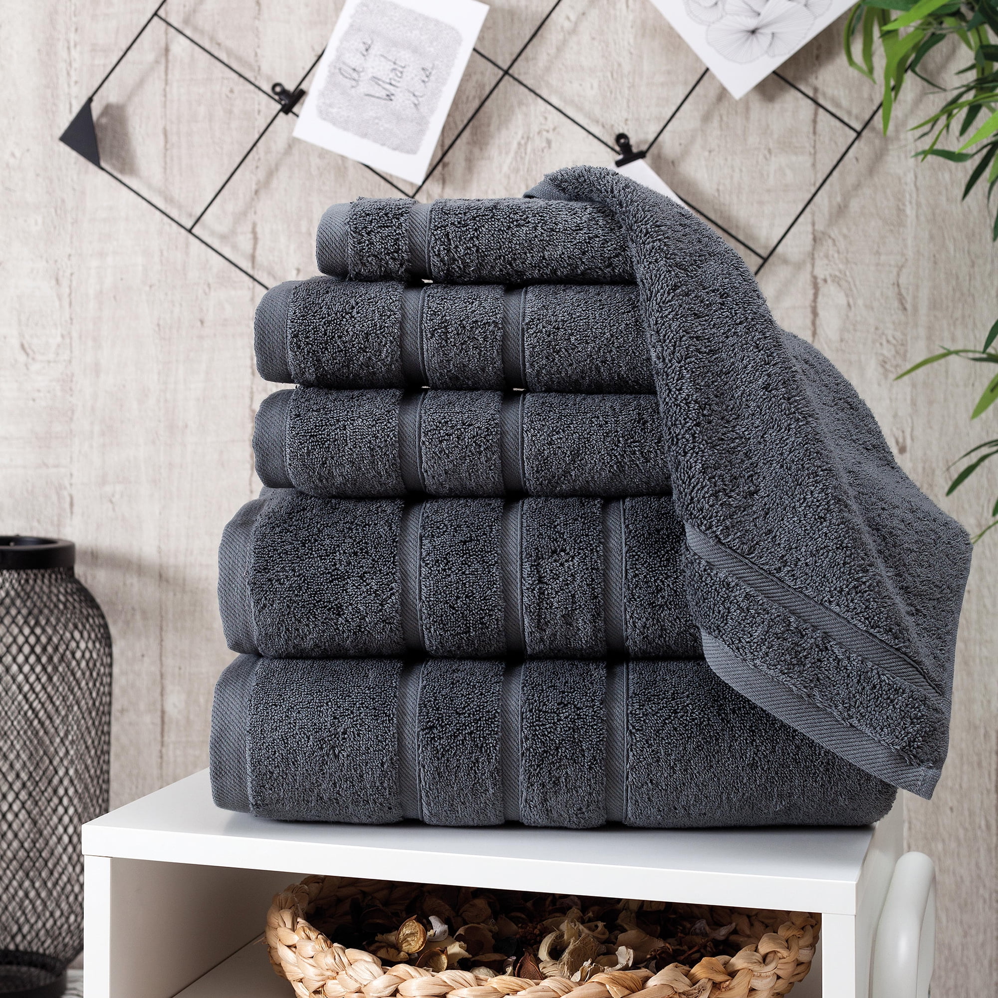 Home Decorators Collection Turkish Cotton Ultra Soft Charcoal Gray 6-Piece  Bath Sheet Towel Set 6pcshhchr - The Home Depot