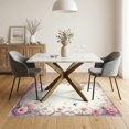 thumbnail image 3 of ODIKA 5'x7' Washable Area Rug Non-Slip, Low Pile, Stain Resistant Whimsical Vine Border Butterfly Motifs Pastel Toss Clusters for Guest Room, Lounge, Apartment, 3 of 7