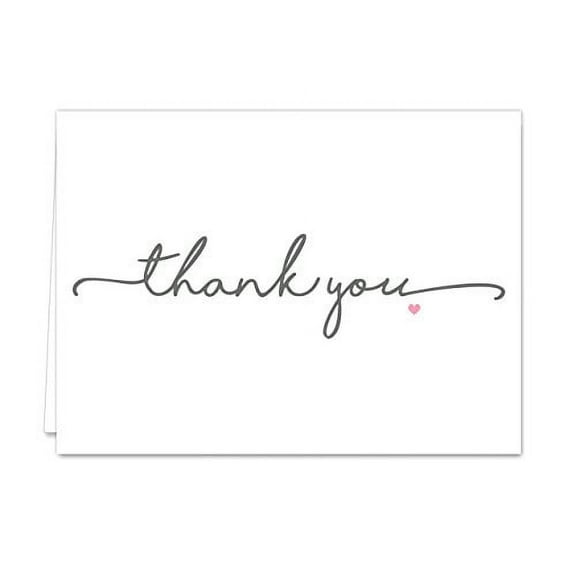 Thanks from the Heart Thank You Note Card Pack/Set Of 36 Greeting Cards With White Envelopes