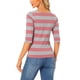 thumbnail image 3 of Camisetas de rayas para mujer Inspire Chic, corte ajustado, mangas de codo, cuello barco, T-shirt M en rosa y gris, 3 of 6