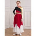 thumbnail image 3 of TSSOE Kids Girls' Metallic Color Block Contemporary Praise Dance Dress Irregular Hem Worship Praisewear Burgundy 14, 3 of 5