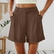 thumbnail image 1 of MKLEKYY Pantalones Cortos de Vestir de Cintura Alta para Mujer con Pliegues, Bolsillos Laterales y Espalda Elástica, Cómodos, Transpirables, Informales, para Viajar, Verano, Primavera y Otoño., 1 of 4