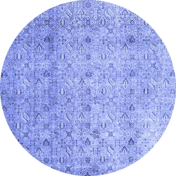 Ahgly Company Machine Washable Indoor Round Persian Blue Traditional Area Rugs, 3' Round
