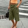 thumbnail image 6 of Mifsaly Capri Cargo Pants for Women Elastic Drawstring Waist Cropped Trousers with Pockets Lightweight Casual Knee Length Vacation Summer Capris Army Green,L, 6 of 7