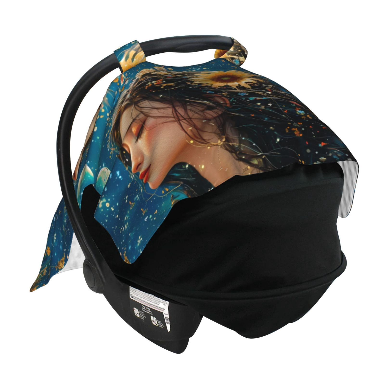 Car Seat Cover Baby - Artistic Night Sky Sunflower Princess Breathable Infant Car Seat Cover for Baby Carseat, Lightweight Comfort Baby Essentials Must Haves Newborn Stuff for Girl Boy