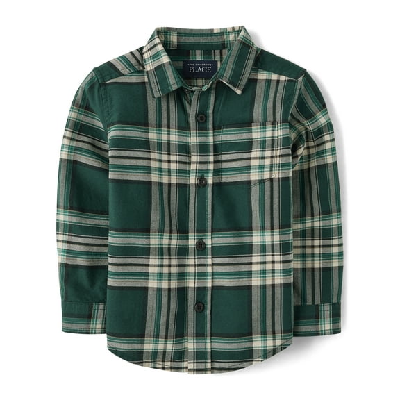 The Children's Place Baby & Toddler Boys Long Sleeve Plaid Oxford Button Up, Sizes 6M-5T