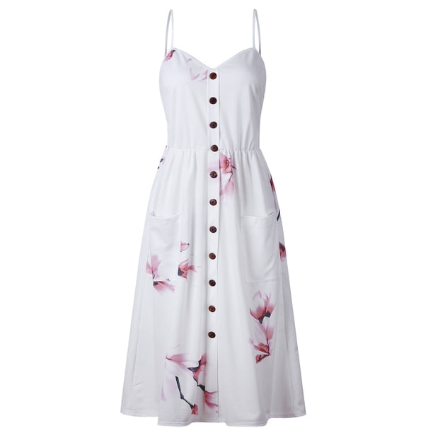 Vestido casual de verano para mujer Vestido largo de playa Vestido de verano floral bohemio Adepaton CJWUS-5385