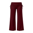 thumbnail image 6 of Fold Over Yoga Pants For Women Wide Leg High Waist Gym Stretch Fall Lounge Gaucho Pants | Breathable High Waistband Tummy Control Workout Pants Wine S, 6 of 8