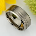 thumbnail image 3 of 9MM Comfort Fit Titanium Wedding Band Beveled Edges Grooved Ring (Size 7 to 14), 3 of 4