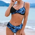 thumbnail image 4 of Traje de baño de dos piezas con escote en V y estampado de leopardo sexy para mujer - Azul, 4 of 6