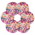 thumbnail image 7 of Yayeee 6 PCS Drink Coasters with Holder Set Woven Absorbent Round Tabletop Hot Pad, Purple Colorful Circles, 7 of 7