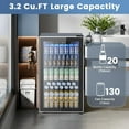 thumbnail image 4 of Moifoi 3.2 cu.ft Wine Cooler, 26 Bottle 130 Can Beverage Refrigerator,  Adjust Temp Freestanding Bar Wine Cellar for Beer, Soda, Clear Glass Door, Black, 4 of 8